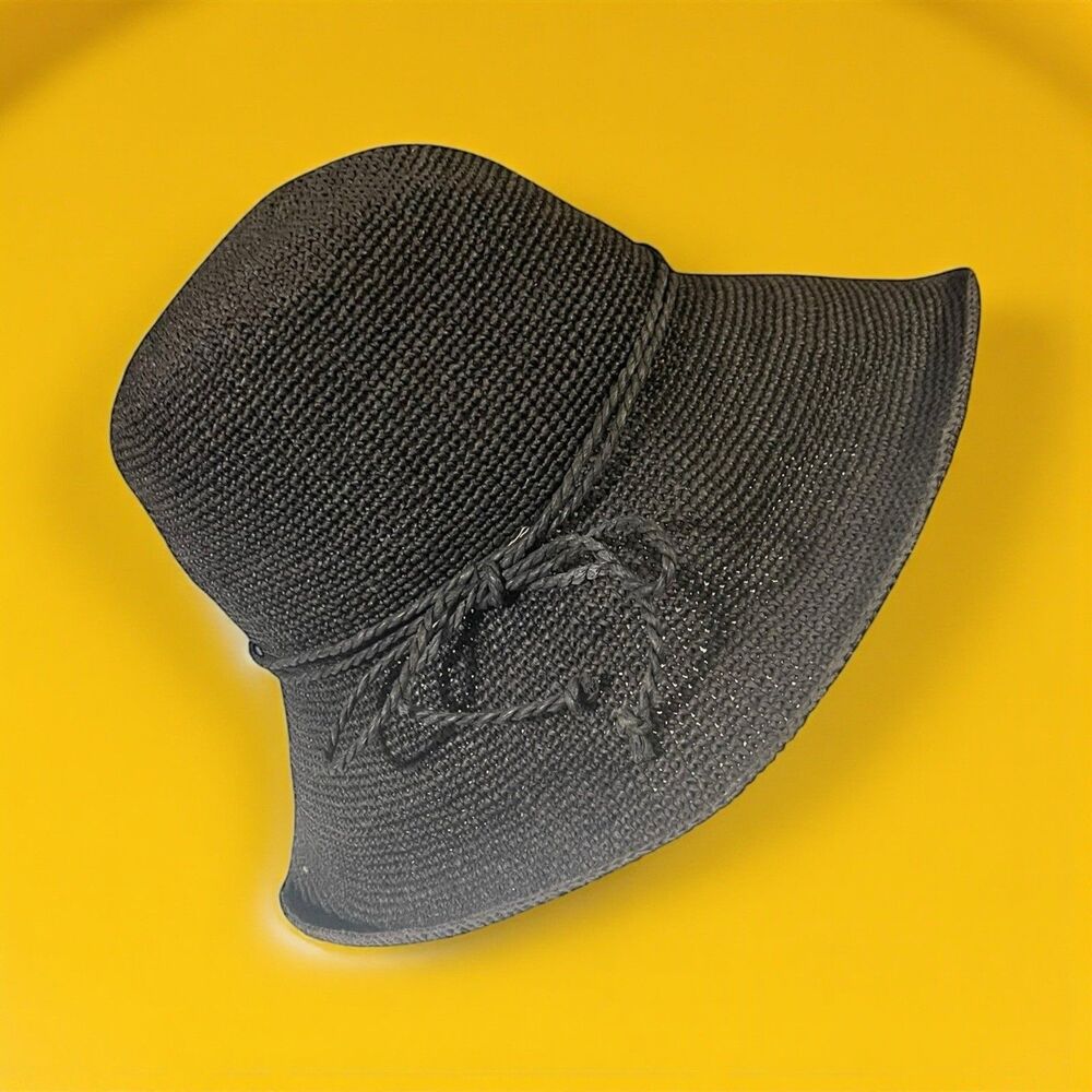 Scala Raffia Sun Hat Charcoal Grey Handmade